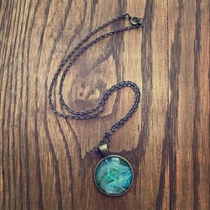 Handmade Acrylic pour fluid art 18 inch necklace